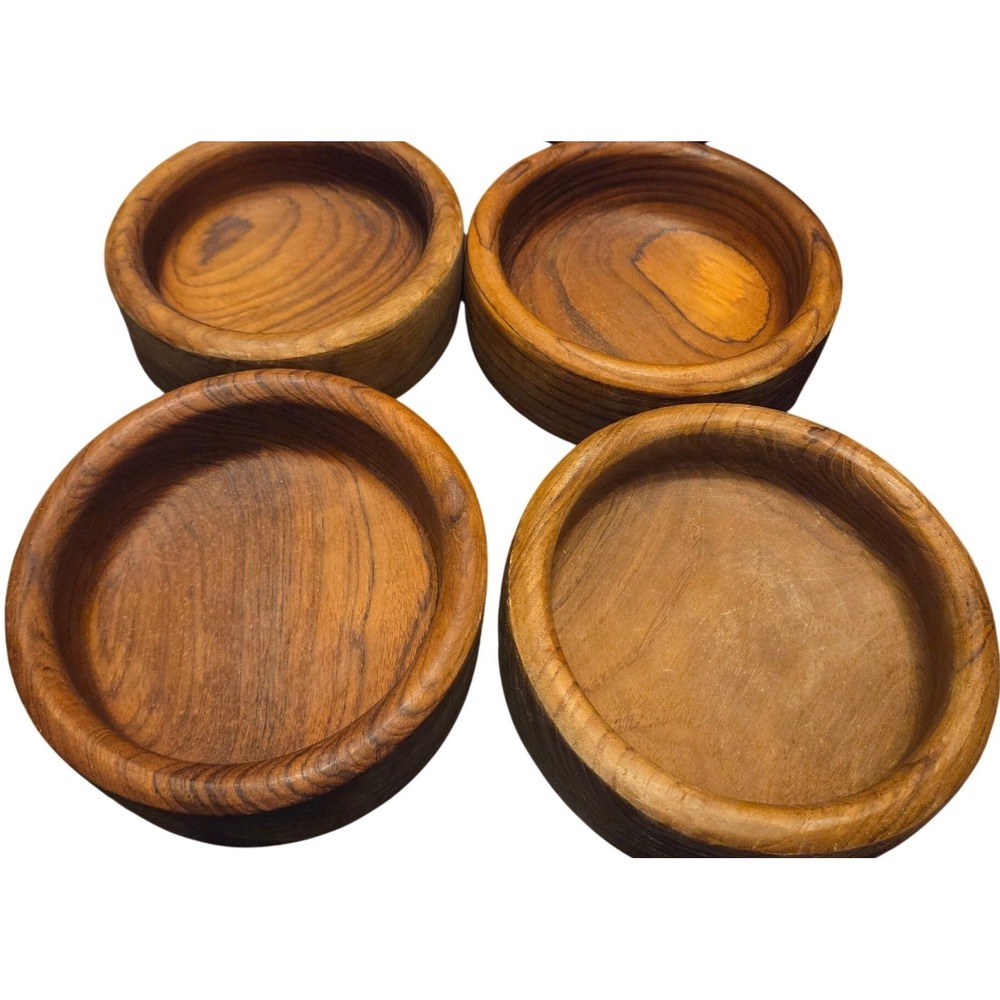Goodwood Teak Wood Bowls Small Brown Vintage MCM Handcrafted Set‎ of 4